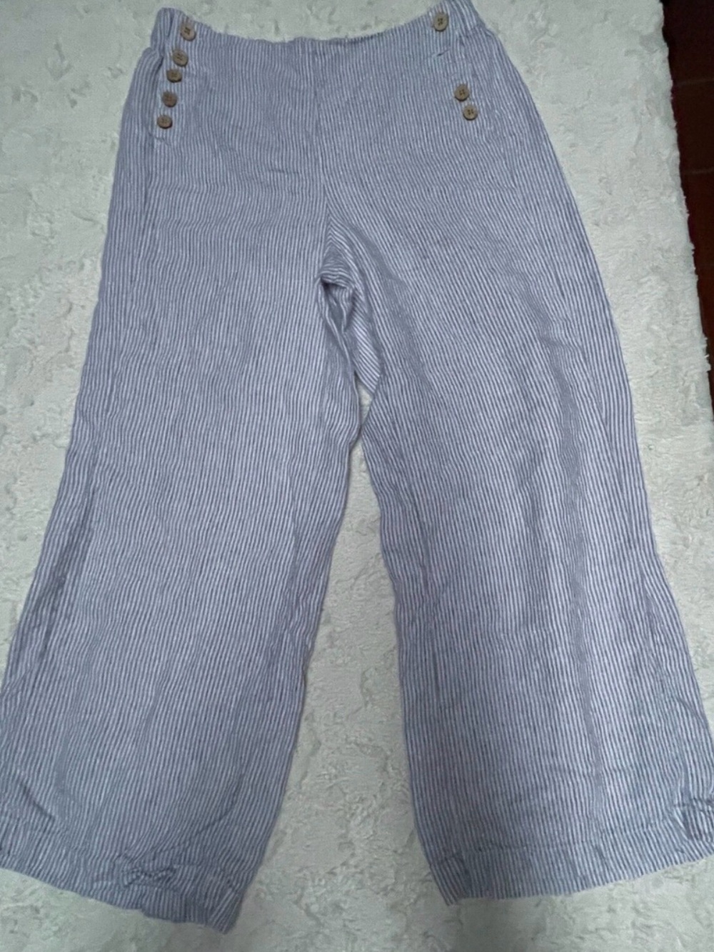 J. Jill Light Blue and White Striped Wide-Leg Chinos